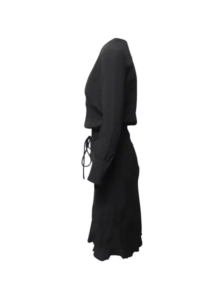Cu centură rochie midi Ba&sh cu decolteu în V negru