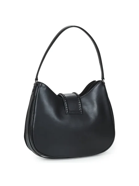 Kožená hobo kabelka Emporio Armani čierna