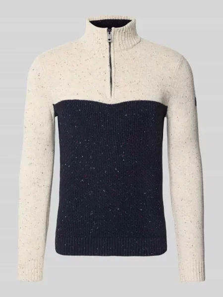 Bluza z kołnierzem o kroju regular fit z mieszanki bawełny Tom Tailor niebieska
