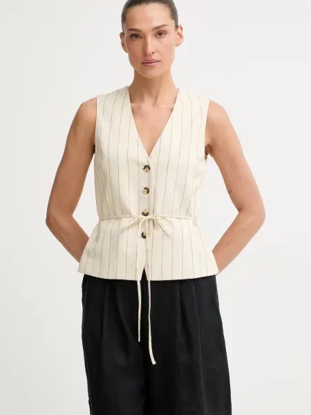 Rag & Bone Vestă cu un singur rând de pentru femei cu amestec de in Paulette bej