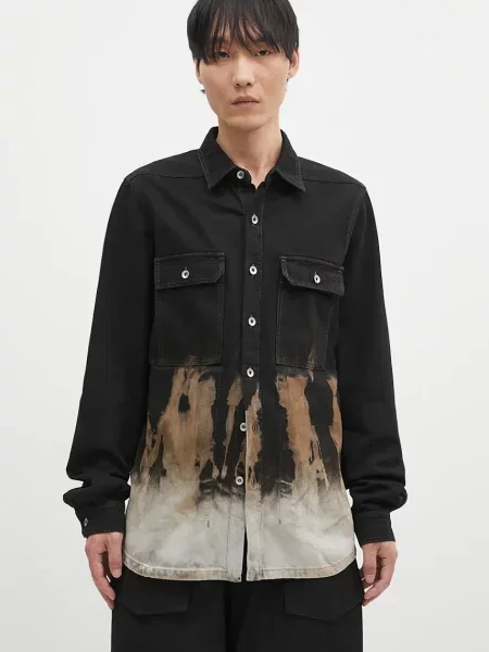 Rick Owens geacă din denim Outershirt barbati de tranzitie oversize negru