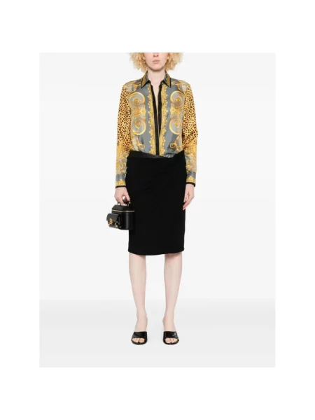 Spódnica midi Versace drapowana czarna