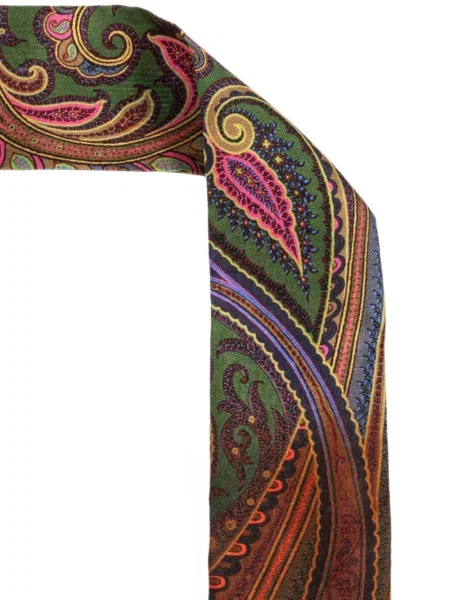 Fular Etro cu imagine cu model paisley verde