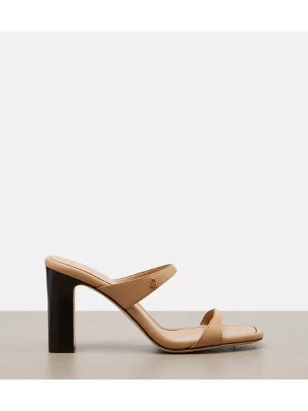 Papuci tip mules Jimmy Choo din piele bej