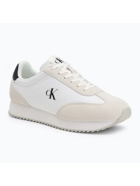 Sneakerși Calvin Klein cu șireturi din dantelă alb