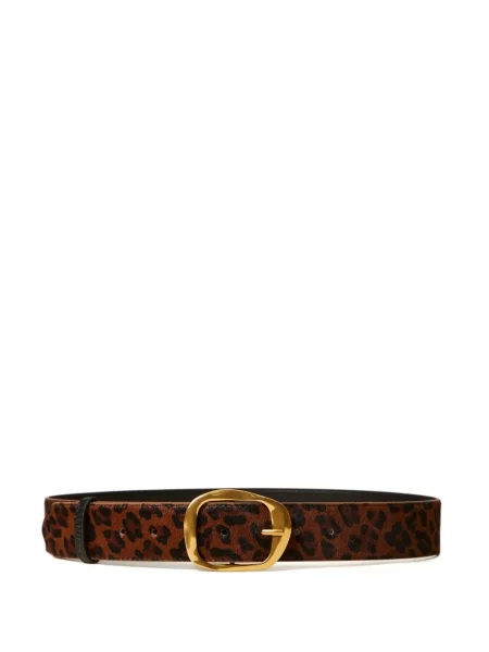 Curea Twinset din piele cu imagine cu model leopard maro