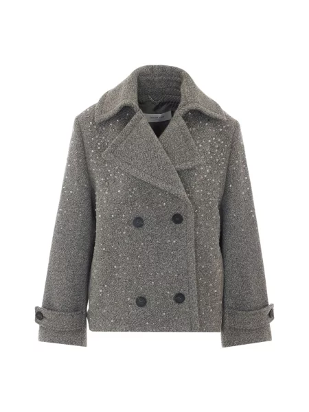 Krótki płaszcz Golden Goose wełniany szary
