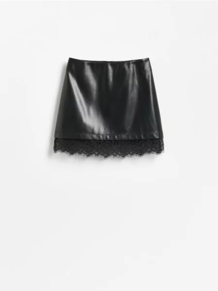 Reserved Fustă mini cu dantelă negru