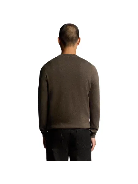 Merino gyapjú kerek nyakú szvetter Lyle & Scott barna