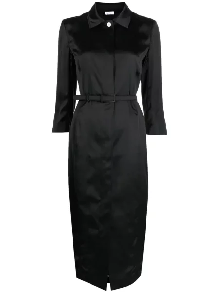 Rochie tip cămașă Thom Browne din satin negru