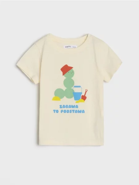 Sinsay Tričko s krátkým rukávem krémová