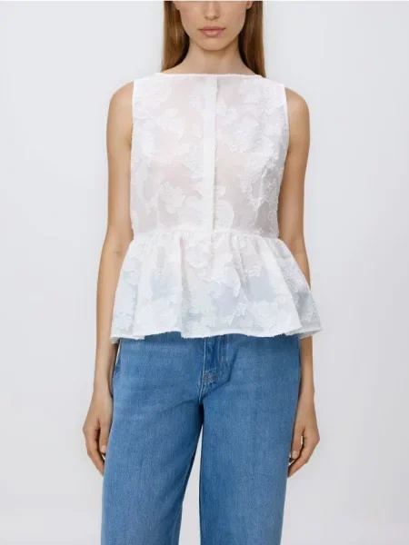 Reserved Bluză cu peplum crem