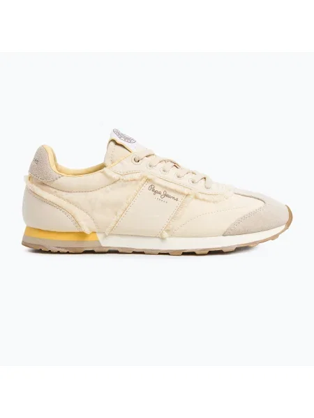 Sneakerși Pepe Jeans din țesătură twill alb