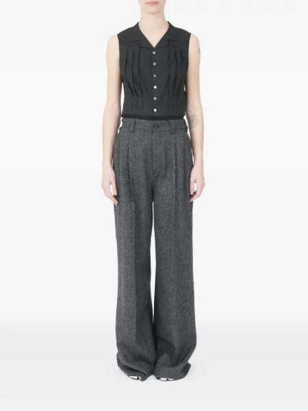Pantaloni Maison Margiela de lână plisate gri