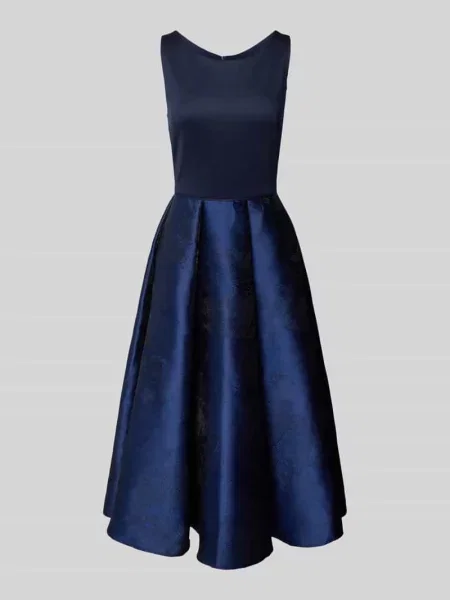 Sukienka koktajlowa z okrągłym dekoltem Swing granatowa