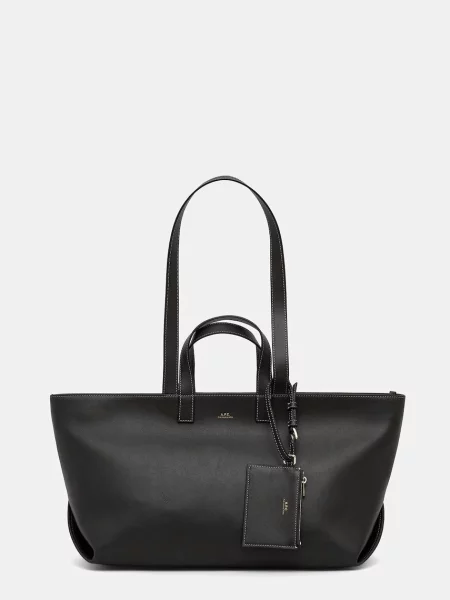 A.P.C. geantă shopper pentru femei din piele le drummer negru