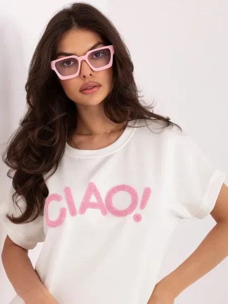 Bluză Rue Paris cu mâneci scurte alb