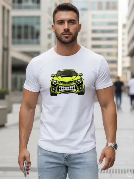T-shirt z nadrukiem auta Dstreet biały
