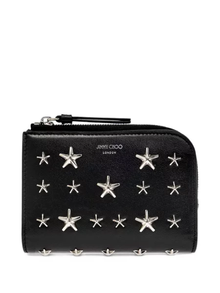 Кожено портмоне Jimmy Choo с шипове черно