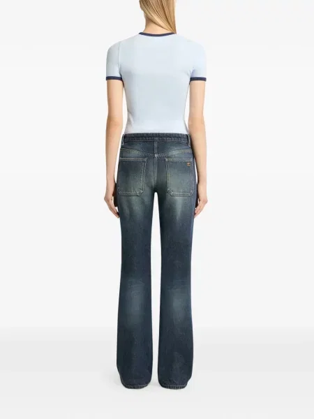 Tricou Courreges cu broderie albastru