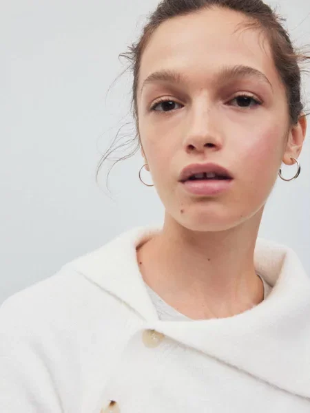 Sweter wywinięty dekolt Teen XS MANGO TEEN beżowy