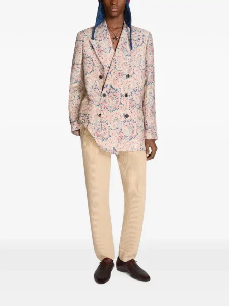 Μπλέιζερ Dries Van Noten ζακάρ διπλόκουμπα ροζ
