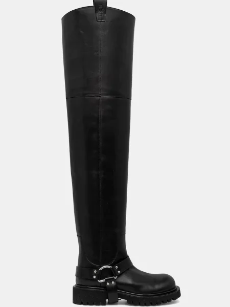 Шкіряні чоботи MSGM на плоскому підборі чорний