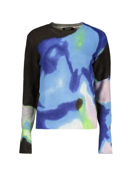 Pulover Desigual cu imagine cu imprimeu abstract albastru
