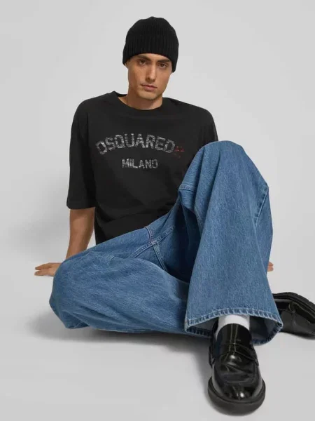 T-shirt z nadrukiem z logo Dsquared2 czarna