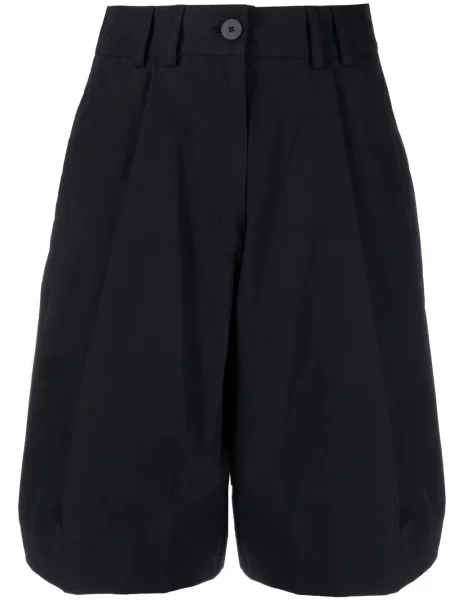 Pantaloni scurți Studio Nicholson cu talie înaltă albastru
