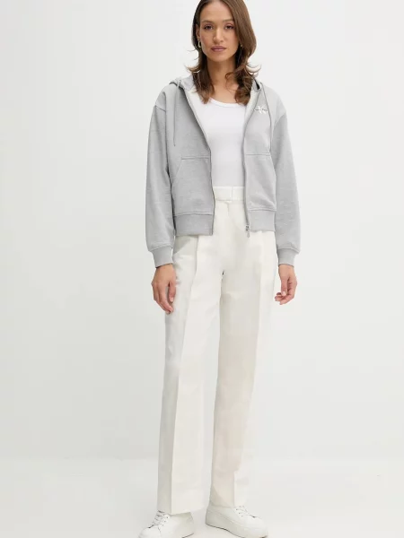Calvin Klein Jeans bluza z kapturem z nadrukiem szary
