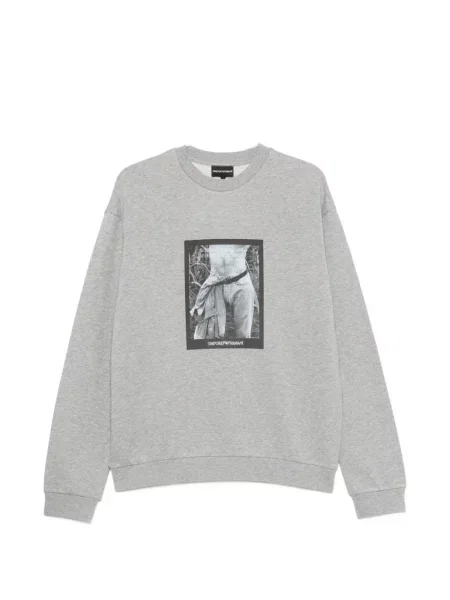 Hanorac crewneck Emporio Armani cu imagine cu decolteu rotund gri
