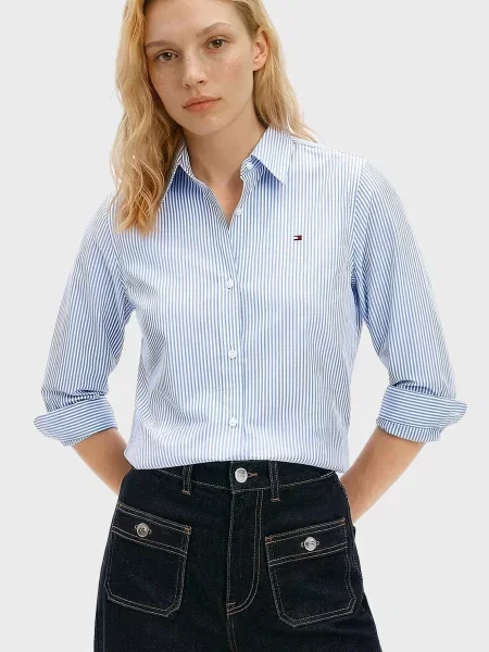 У смужку сорочка Tommy Hilfiger блакитна