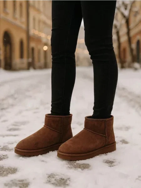 Снігові черевики з домішкою вовни темно коричневий