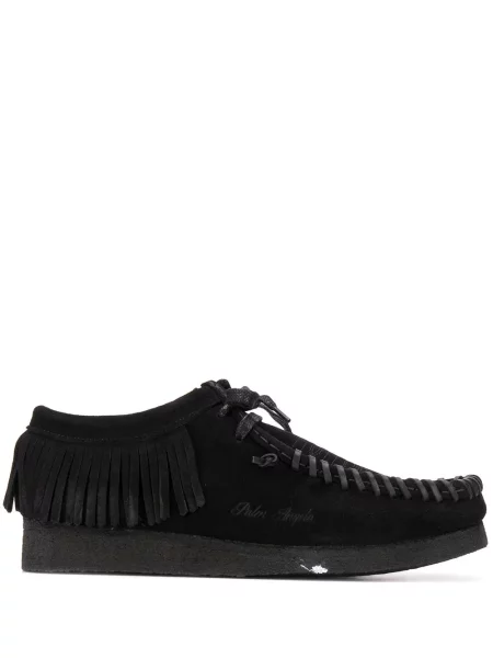 Pantofi Palm Angels cu franjuri cu șireturi din dantelă negru