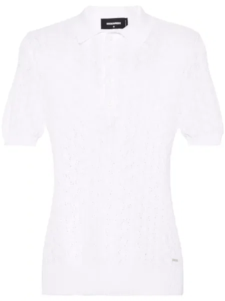 Polo Dsquared2 tricotate alb