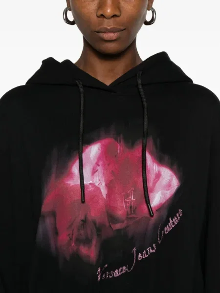 Hanorac cu glugă Versace Jeans Couture cu imagine negru