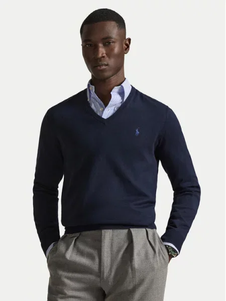 Polo Ralph Lauren Sweter Ls Sf Vn Pp Granatowy niebieski