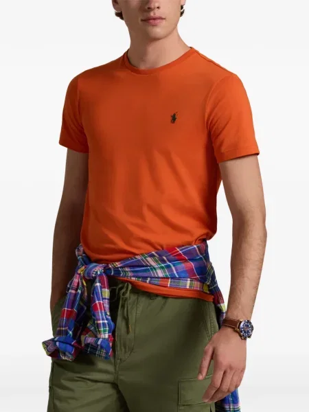Tricou polo Polo Ralph Lauren cu glugă cu blană cu broderie roșu