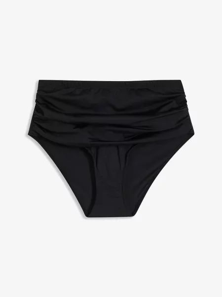 Lekko modelujące figi bikini z wysokim stanem i falbanką czarne