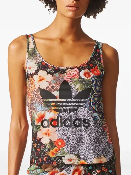 Leggings Adidas alergare cu model floral cu imagine roșu