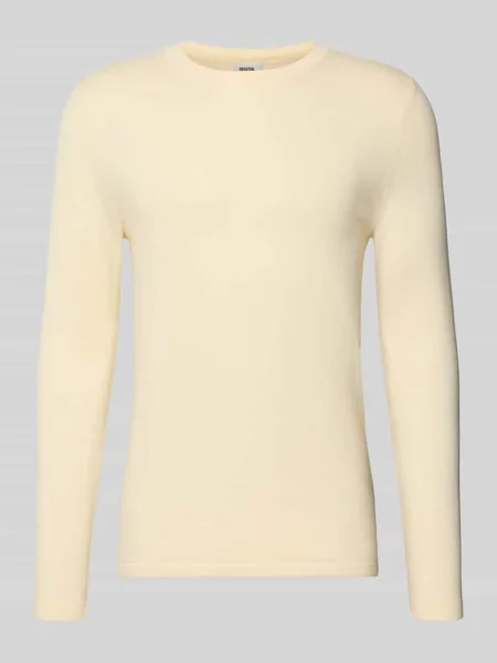 Sweter z dzianiny z prążkowanymi wykończeniami model ‘Irmino’ Drykorn beżowy