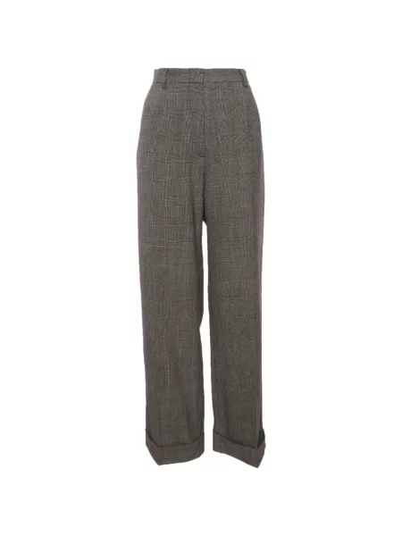 Pantaloni Max Mara în carouri gri