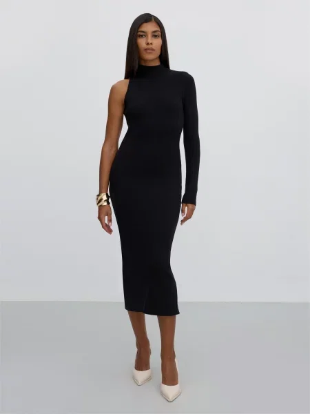 Сукня міді Estro віскоза/нейлон чорний