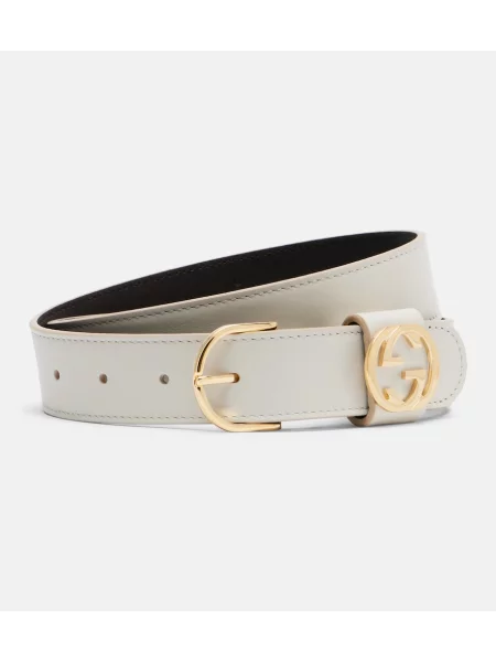 Cu centură curea Gucci din piele alb