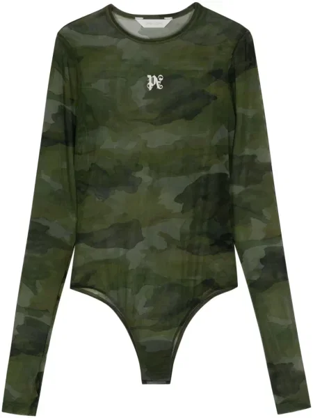 Body Palm Angels cu broderie cu model camuflaj verde