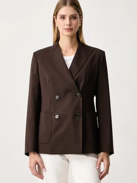 Weekend Max Mara sacou cu două rânduri de pentru femei din lână WKDORNATI maro