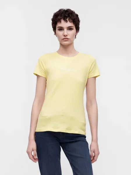 Pepe Jeans Tričko žltá biela