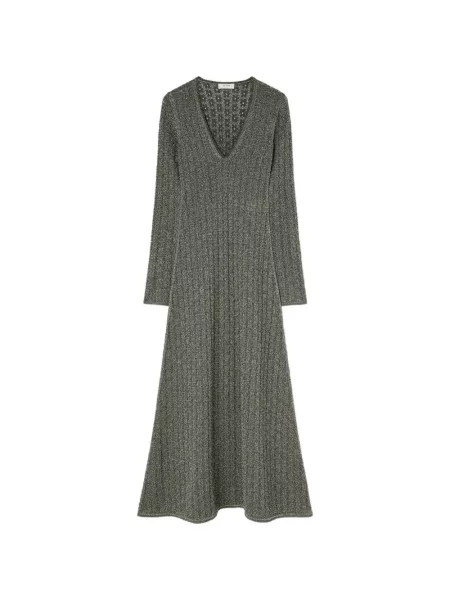Rochie maxi Retori cu model floral tricotate cu decolteu în V verde