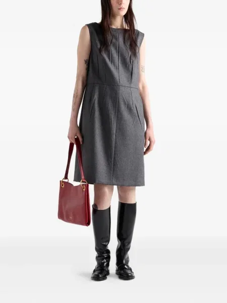 Rochie Prada cu decolteu barcă de costum gri